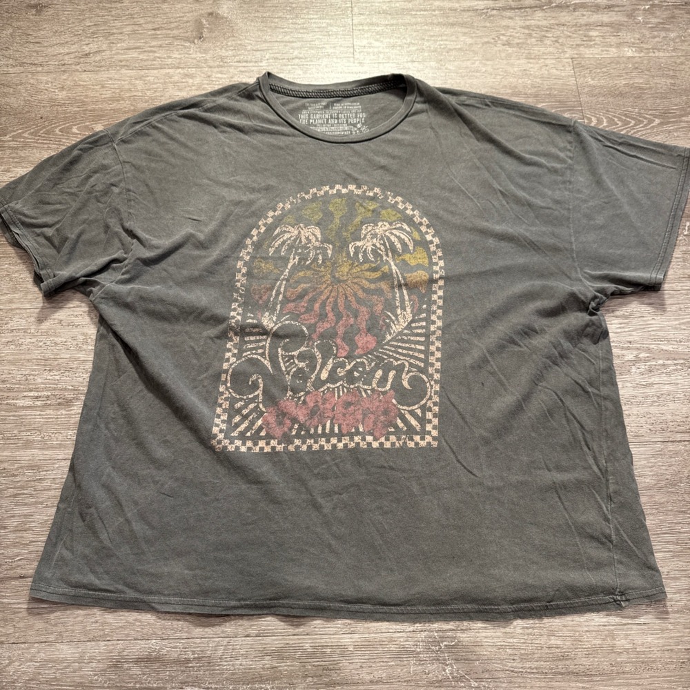 Volcom Shirt Women OSFA Graphic Tee Organic Cotton Surf Retro Beach Oversized
